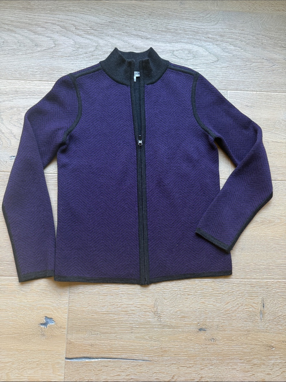 Pendleton Women’s Merino Wool Full-Zip Cardigan | Purple & Black